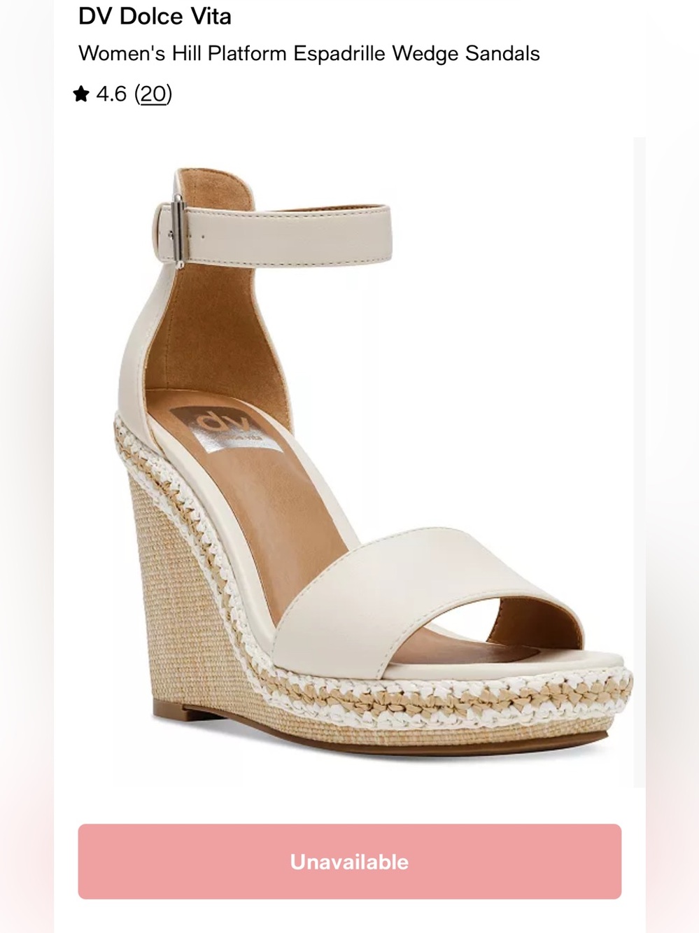 DV by Dolce Vita Cream Ankle-Strap Espadrille Wedge Sandal - SOLD OUT